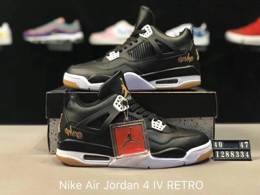 2018 Men Air Jordan 4 Retro Black Brown Shoes